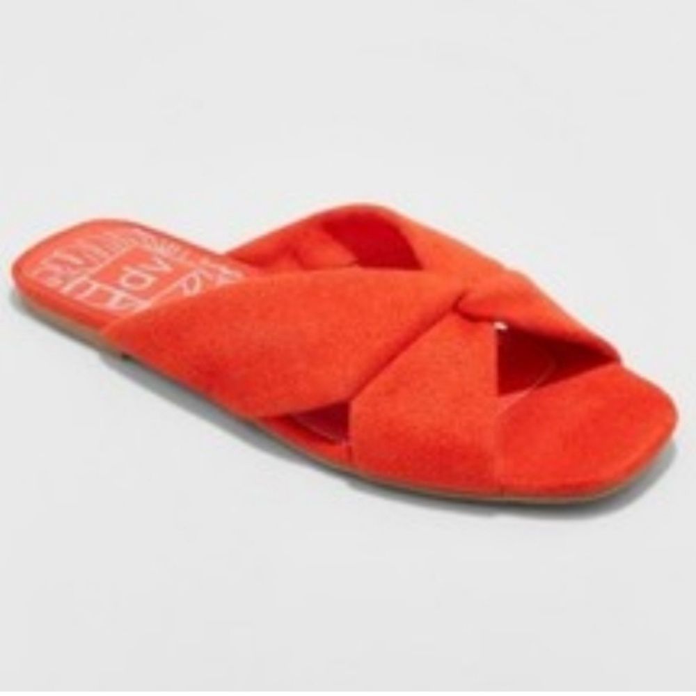 addie mircosuede knotted slide sandal